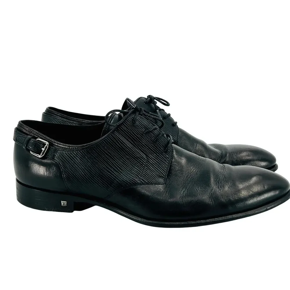 Louis Vuitton Black Epi Leather Buckle Detail Derby Dress Shoes